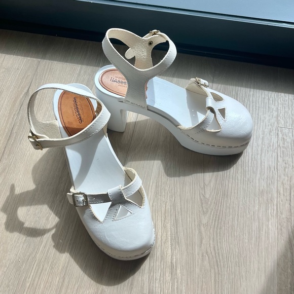 Swedish Hasbeens Retro Sky High White Clog - Picture 3 of 12